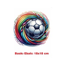 Futbol Topu Temalı Ütü İle Yapışan Tekstil Kumaş Tişört Dtf Baskı 3578