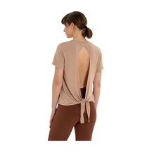 Inguz Sırt Bağlamalı Modal Yoga T-shirt Bej