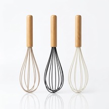 30 Cm Bambu Saplı Silikon Çırpıcı, Kek Hamuru Sos Krema Yumurta Ve Karışımlar İçin El Çırpıcısı, Yapışmaz Yüzeylere Uygun, 3 Renk Asorti Karışık Gönderim