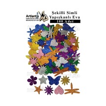 Şekilli Simli Eva Yapışkanlı 100 Lü 1 Paket Kendinden Yapışkanlı Simli Eva Sticker Okul Öncesi Kreş Ana Okulu Süsleme