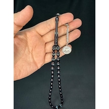 Bordo Mavi Sürmeli Uçak Camı Tesbih Beyzi Kesim 12mmx7mm T-764