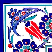 Armada Çini 20x20 Cm Ksk 26 Lale Desen Kütahya Çini Bordür Köşesi