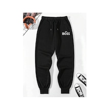 Tarzsokak Letter Graphic Drawstring Waist Pants Siyah