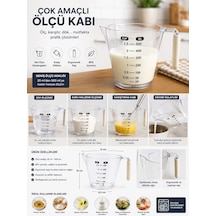 500 Ml Ölçü Kabı Ölçekli Şeffaf Dereceli Mutfak Ölçü Bardağı Cup Ve Ml Ölçülü Kulplu Çok Renkli