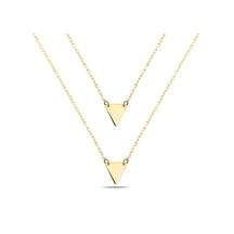 Kuyumcudukkani Yeni Trend Zincirli İkili Üçgen Kolye -37284-g Gold