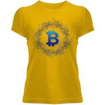 Blockchain Bitcoin V1T Sari W Kadın Tişört