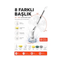 Kablosuz Şarjlı Temizlik Fırçası 8 Başlıklı 3 Kademe Hız Ayarlı Teleskopik Çok Amaçlı Ev Cihazı