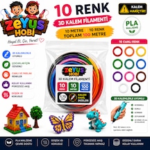 Zeyus Filament 10 Renk 10 Metre 3d Kalem Filamenti