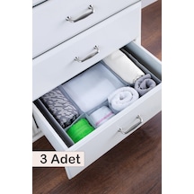 3 Adet 7 Bölmeli Çekmece İçi Düzenleyici Organizer Gri