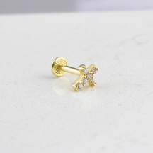 Glorria Altın Haç Tragus Piercing Sarı