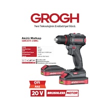 Grogh GRX2011-2 BMC Akülü Şarjlı Matkap 20V 2AH Darbesiz Delme Vidalama Matkap