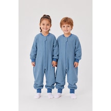 Babyhola Çocuk Uyku Tulumu 1-8 Yaş Unisex Uzun Kollu 1 Tog %100 Pamuk Müslin 2706 Mavi