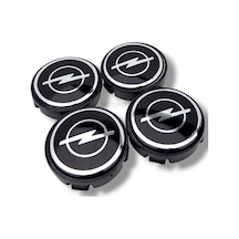 Opel Logolu 56 Mm Siyah Geçmeli Jant Göbeği Kapak Seti, 4 Adet Krom Görünümlü