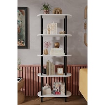 Soft 5 Katlı Modern Kitaplık Dekoratif Çok Amaçlı Kitaplık Ve Organizer Çok Raflı Düzenleyici - Beyaz Beyaz