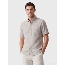 Lcwaıkıkı Classic Bej Regular Fit Keten Karışımlı Erkek Gömlek