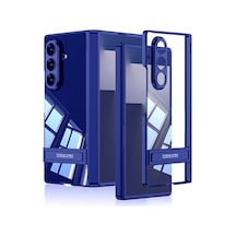 Samsung Uyumlu GalaxyZ Fold 7 Kılıf Kamera Korumalı Şeffaf Tasarımlı Celikaksesuar Lego Standlı Kılıf Lacivert