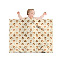 Kaplan Desenli 40x30 İnç Bebek Polar Battaniyesi, Yumuşak, Kalın, Dört Mevsim-a3 Tiger Floral Head