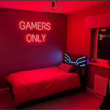 Neon Led Dekoratif Duvar Yazısı Gaming Tablo Gamers Only 80x40cm Renkli