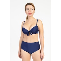 Pemilo Kadın 718 Yüksel Bel Kaplı Bikini Takımı Lacivert-lacivert 37141 - 1
