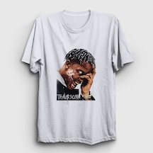 Presmono Unisex Smoke Astroworld Travis Scott T-shirt Beyaz