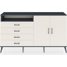 Arges Konsol 3 Raflı 4 Çekmeceli 2 Kapaklı 176x30x99 Antrasit-ayt Antrasit-aytaşı