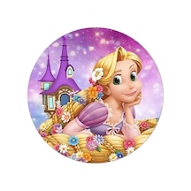 Yenilebilir Yuvarlak Pasta Resim Baskısı 20 Cm Şekerli Kağıt Rapunzel Temalı 17