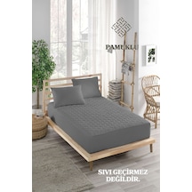 Sessiz Alez Gri Yatak Koruyucu Pamuklu Kapitoneli Fitted Tek Kişilik