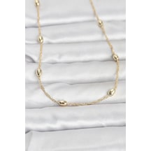 Cm 14k Gold Renk Topçuklu Burgu Zincir Model 60 Cm Kadın Kolye Karışık Renk