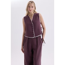 Mai Collection Mai Studios Co. Shonas Bağcık Detay Bordo Yelek Pantolon Takım Bordo
