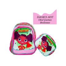 3 Bölmeli İlkokul Okul Sırt Çantası Ve Beslenme Çantası Watermelon Pembe Pembe