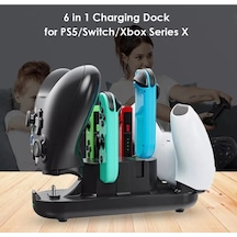 6 In 1 Şarj Standı Çok Fonksiyonlu Ps5 Xbox Serisi X Switch Pro