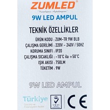 Zumled 9w Beyaz Led Ampul Royaleks-201 Çok Renkli