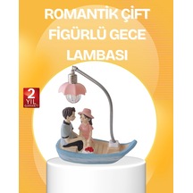 Hubrendy Tekno Romantik Çift Figürlü Gece Lambası Sandal Model Sevgiliye Özel Hediye AÇIK GRİ KAHVE KARIŞIMI