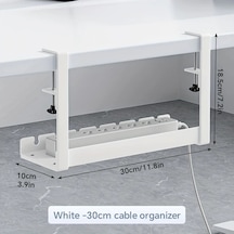 Xuweiwei 1 Adet Beyaz 30cm Masa Altı Kablo Tepsisi Deliksiz Çelik Kablo Organizatörü Ev Depolama Beyaz