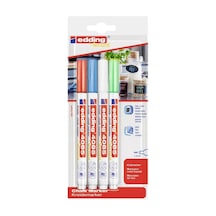 Edding 4085 Tebeşir Kalemi - Kırmızı, Beyaz, Mavi, Yeşil Temel - 4 Tebeşir Kalemi - 1-2 Mm Yuvarlak Uçlu