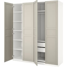 Ikea Beyaz Geniş Kapaklı Gardırop Beyaz-açık Bej