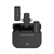 Lenyes Lm203 2in1 Type-c Ve Lightning Portlu Kablosuz Yaka Mikrofonu Siyah