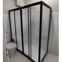 Teknesiz Yan Panelli Siyah Profil Mika Duşakabin Siyah