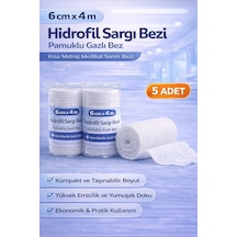 6 Cm X 4 M Hidrofil Sargı Bezi Pamuklu Gazlı Bez Kısa Metraj Medikal Sarım Bezi 5 Adet