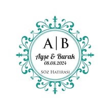 Zincir Çerçeveli Dikdörtgen Mühür Kına Nişan Düğün 3x3 Cm Özel Etiket / 50 Adet Sticker Beyaz
