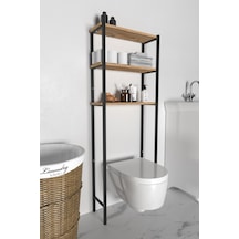 Banyo Wc Arkası Üstü Düzenleyici Raf Organizatör Havluluk Metal Gövde Banyo Rafı Kahverengi