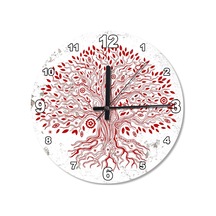 Tribal Kırmızı Hayat Ağacı Ahşap Duvar Saati (407626370) Kırmızı