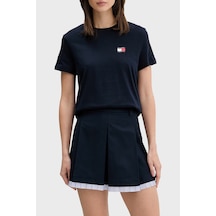 Tommy Jeans Pamuklu Logo Baskılı Regular Fit Bisiklet Yaka T Shirt Bayan T Shirt Dw0dw22274 C1g Lacivert