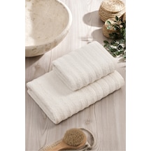 Eponj Home 2li Havlu Seti Dalga 50x85cm+70x140cm Krem Krem