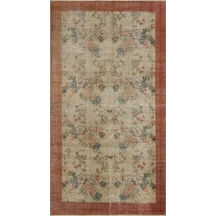 Ilham Verici Vintage El Işlemeli Yün Ipek Pers Fransız Halısı - 136x248 Cm 9941