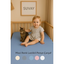 Mavi Bebek Lastikli Çarşaf %100 Pamuklu Penye Park Yatak 60x120 - 70x110 - 70x120 - 70x130 - 70x140 - 80x130