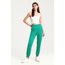Tommy Life Deniz Yeşili Yüksek Bel Jogger Rahat Form Manşetli Kadın Eşofman Alt - 94561 Yeşil