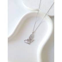 Çelik Silver Butterfly Kadın Kolye Sevgiliye Hediye Gümüş