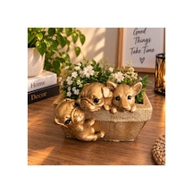 Dekoratif Hayvan Figürlü Masaüstü Organizer Kalemlik Takı Toka Anahtar Düzenleyici Çok Amaçlı Polyester 14x19 Cm Altın