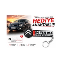 Citroen Logolu Ve Plakalı Anahtarlık , Kişiye Özel - Hediyelik Citroen Araç Plaka Anahtarlık - Plaka